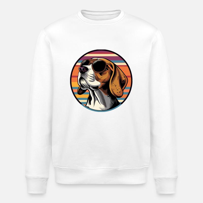 Beagle Hund Cool - Stanley/Stella Unisex Bio-Sweatshirt ROLLER - Weiß