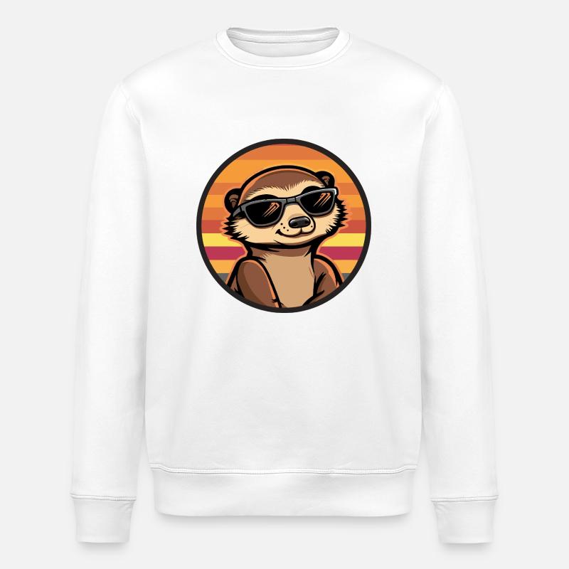 Meerkat Cool Comic - Stanley/Stella ROLLER Unisex Organic Sweatshirt - white