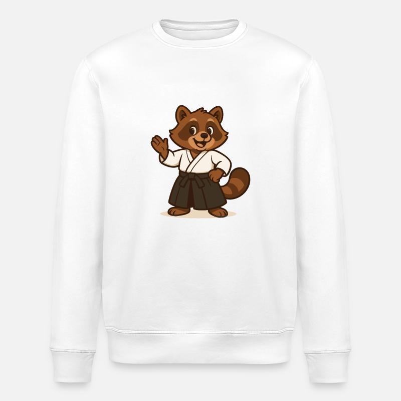 Tanuki – junges Aikido-Maskottchen - Stanley/Stella Unisex Bio-Sweatshirt ROLLER - Weiß