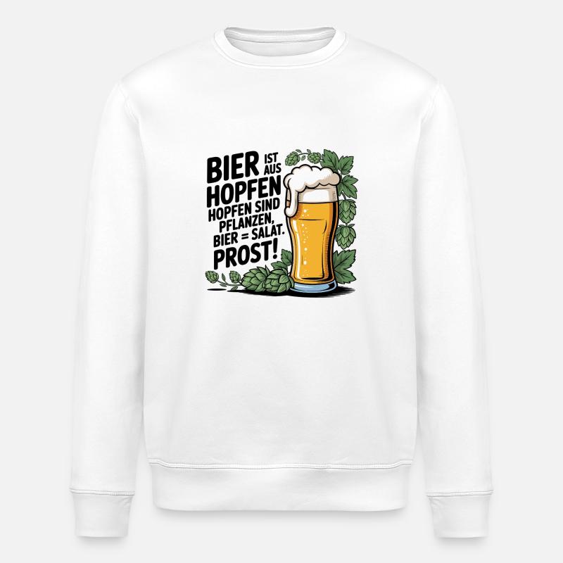 Bier = Salat - Stanley/Stella Unisex Bio-Sweatshirt ROLLER - Weiß