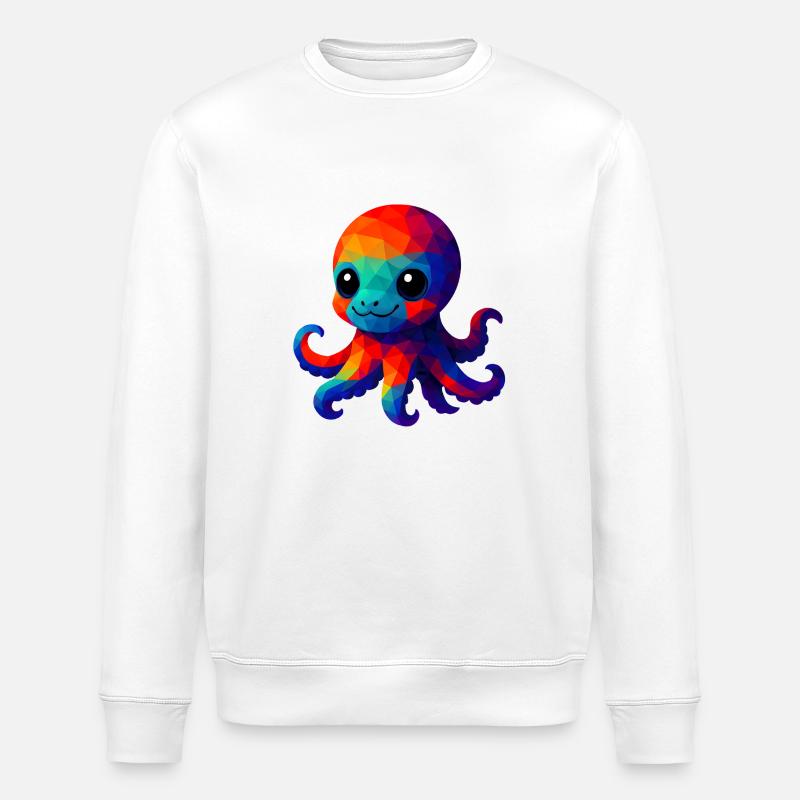 WPAP Polygon Kawaii Style Squid - Stanley/Stella ROLLER Unisex Organic Sweatshirt - white