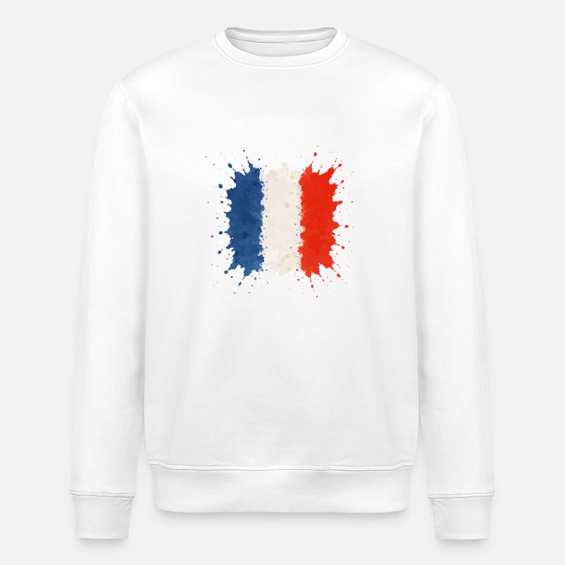 frankreich fahne klecks - Stanley/Stella Unisex Bio-Sweatshirt ROLLER - Weiß