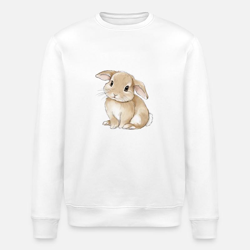 Cute Baby Bunny Rabbit - Stanley/Stella ROLLER Unisex Organic Sweatshirt - white