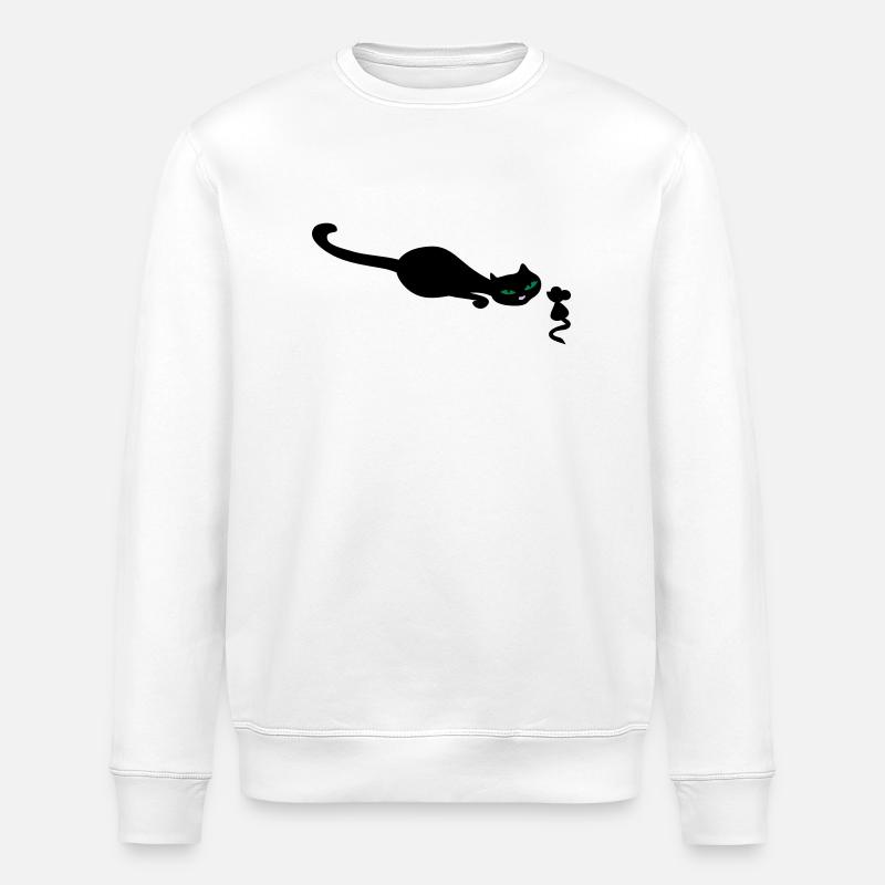 Chat rétro et la souris - Sweat bio ROLLER Stanley/Stella Unisexe - blanc
