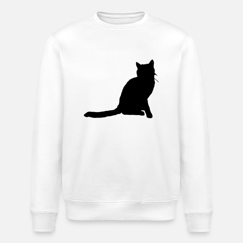 Vector Cat Silhouette - Stanley/Stella ROLLER Unisex Organic Sweatshirt - white
