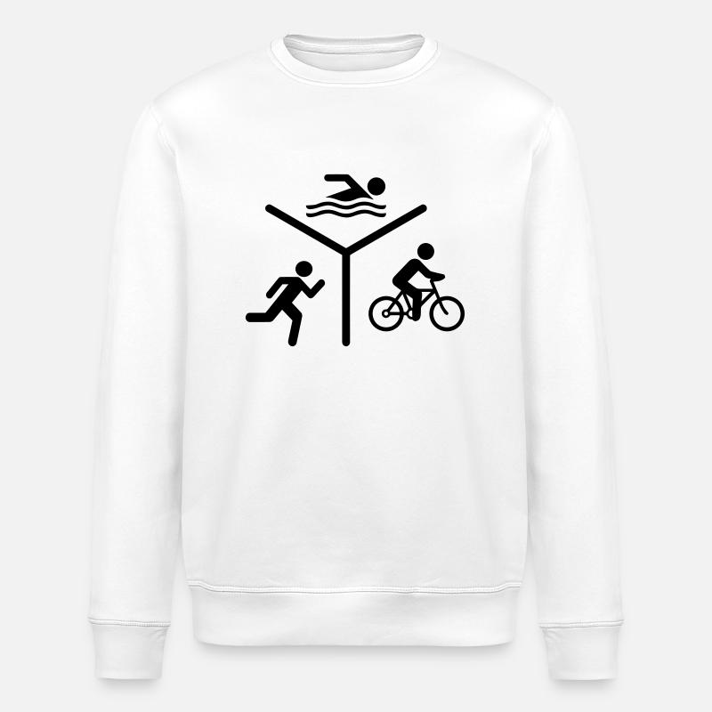 Triathlon Silhouette Logo - Stanley/Stella ROLLER Unisex Organic Sweatshirt - white
