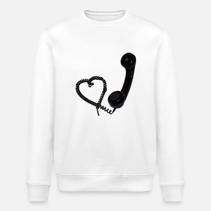 Heart retro telefon - Stanley/Stella ROLLER Unisex Organic Sweatshirt - white
