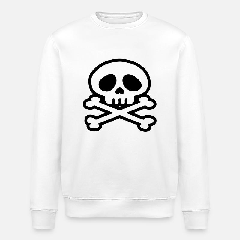 tete de mort pirate - Sweat bio ROLLER Stanley/Stella Unisexe - blanc