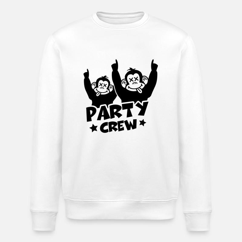 party_crew_monkeys_pi1 - Stanley/Stella ROLLER Unisex Organic Sweatshirt - white