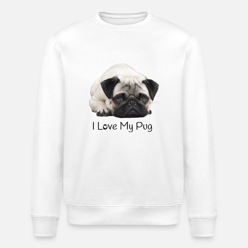 love my pug - Stanley/Stella Unisex Bio-Sweatshirt ROLLER - Weiß