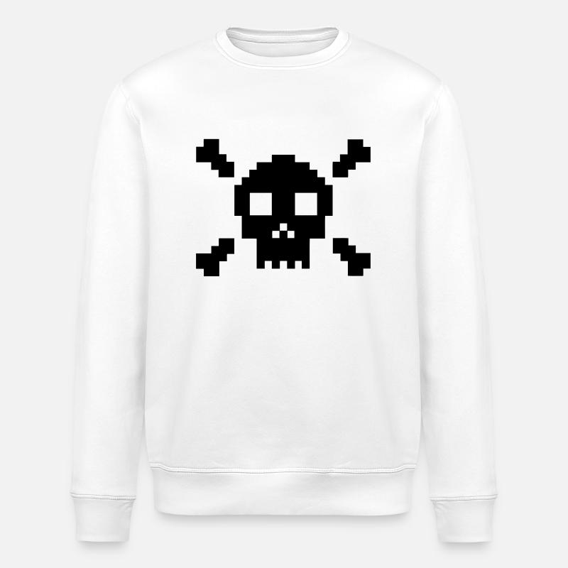 Pixel Totenkopf - Stanley/Stella Unisex Bio-Sweatshirt ROLLER - Weiß