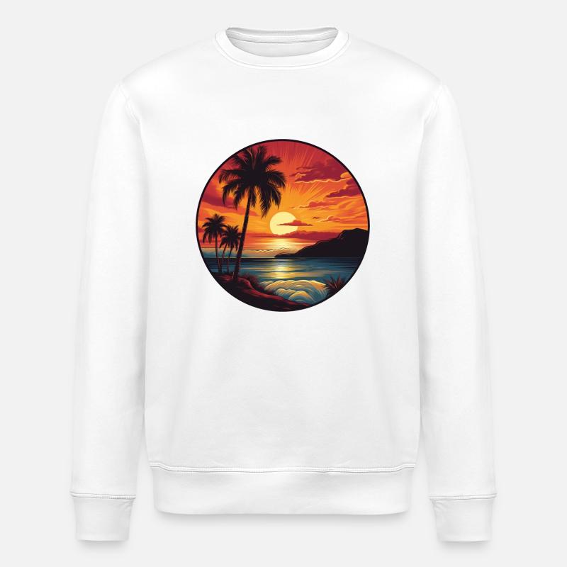 Coucher de soleil derrière l’océan - Sweat bio ROLLER Stanley/Stella Unisexe - blanc