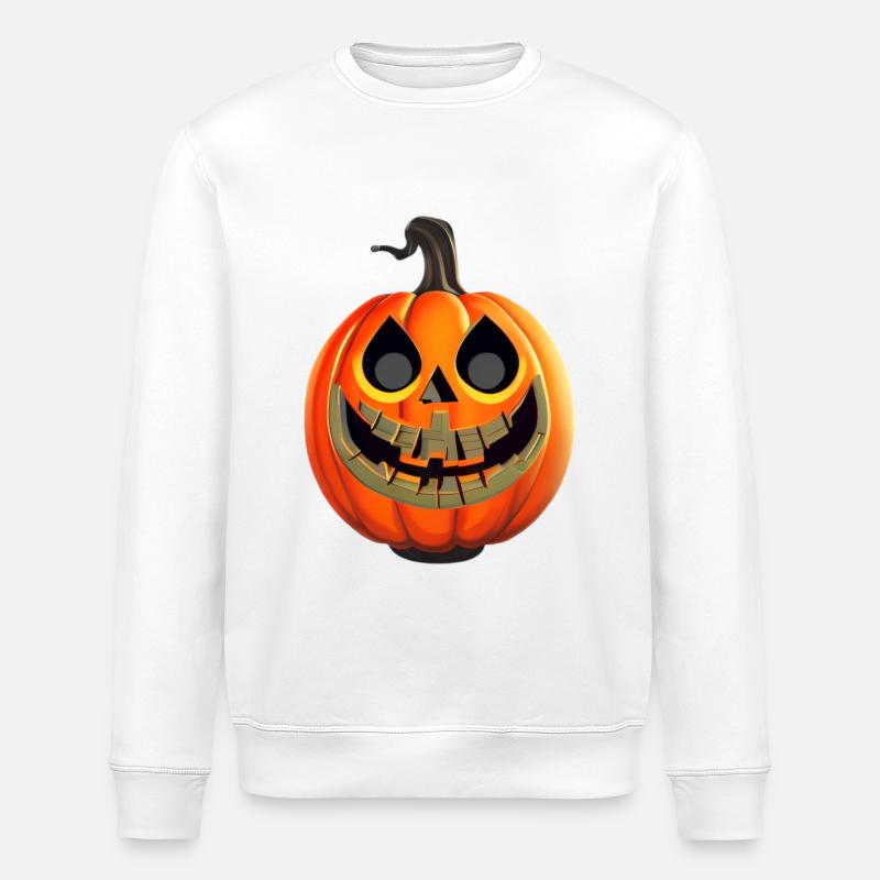 Pumpkin - Stanley/Stella ROLLER Unisex Organic Sweatshirt - white