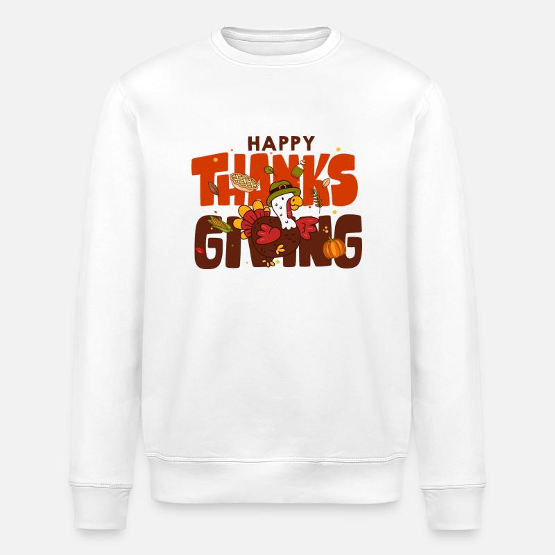 Drôle de dinde, Thanksgiving - Sweat bio ROLLER Stanley/Stella Unisexe - blanc