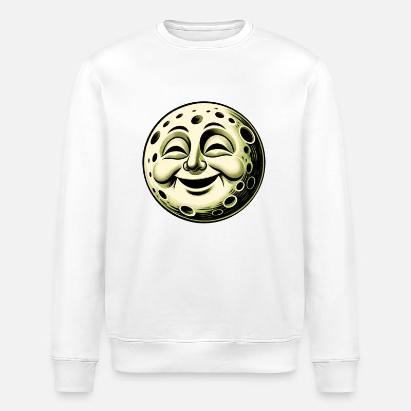 Moon laughs - Stanley/Stella ROLLER Unisex Organic Sweatshirt - white