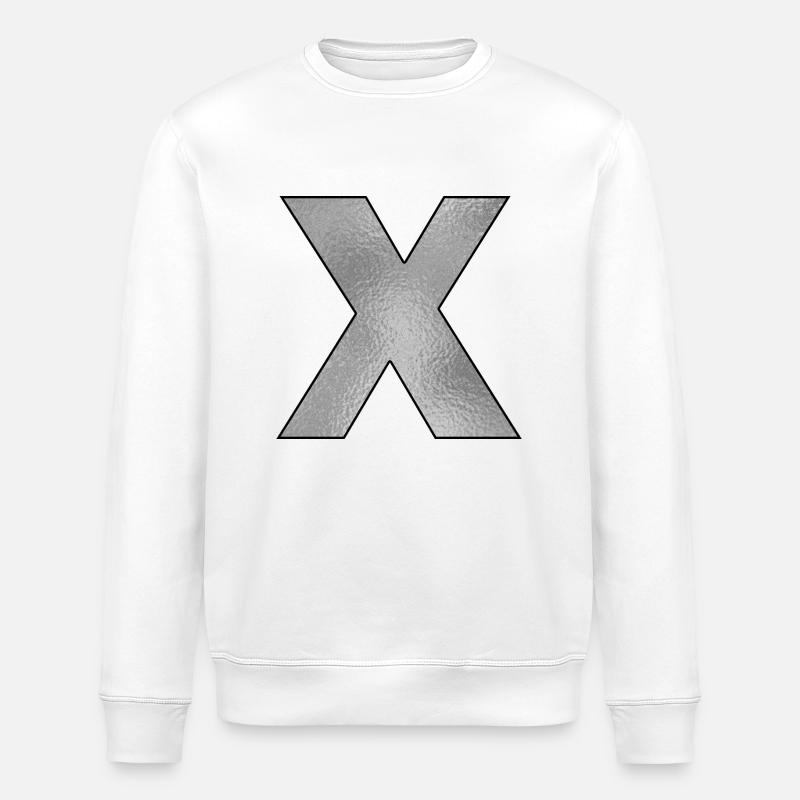 Letter X Silver - Stanley/Stella ROLLER Unisex Organic Sweatshirt - white