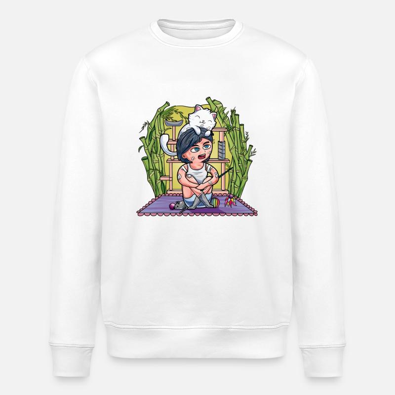 Fille / femme avec son chat - Sweat bio ROLLER Stanley/Stella Unisexe - blanc