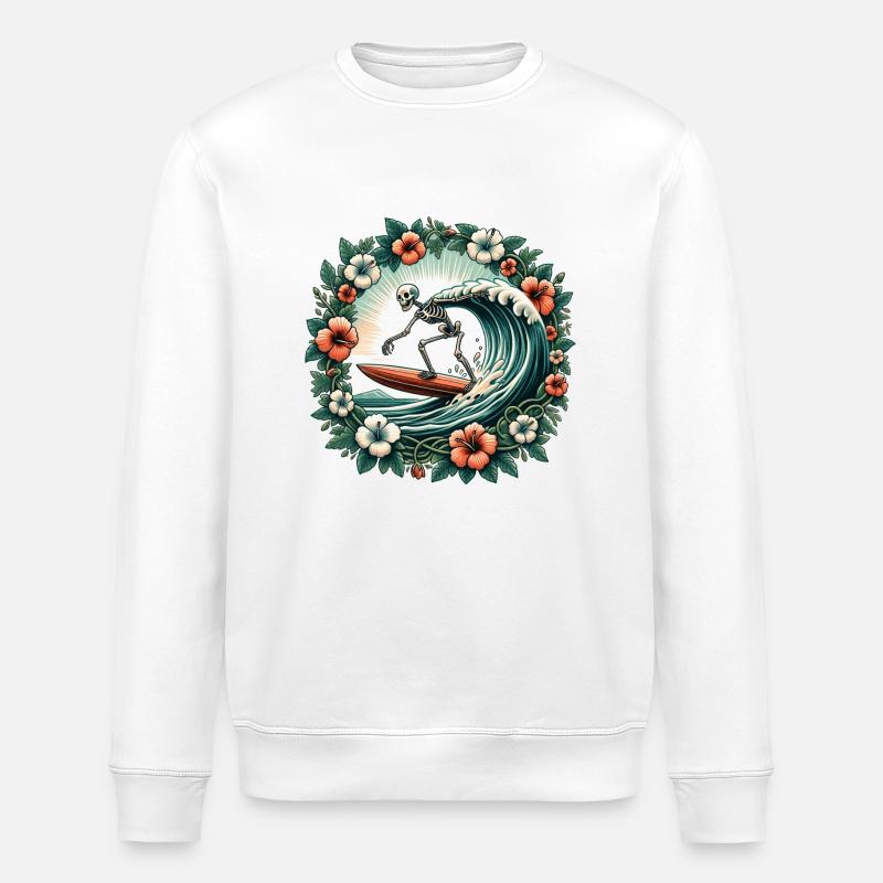 Surfing Skeleton - Stanley/Stella ROLLER Unisex Organic Sweatshirt - white