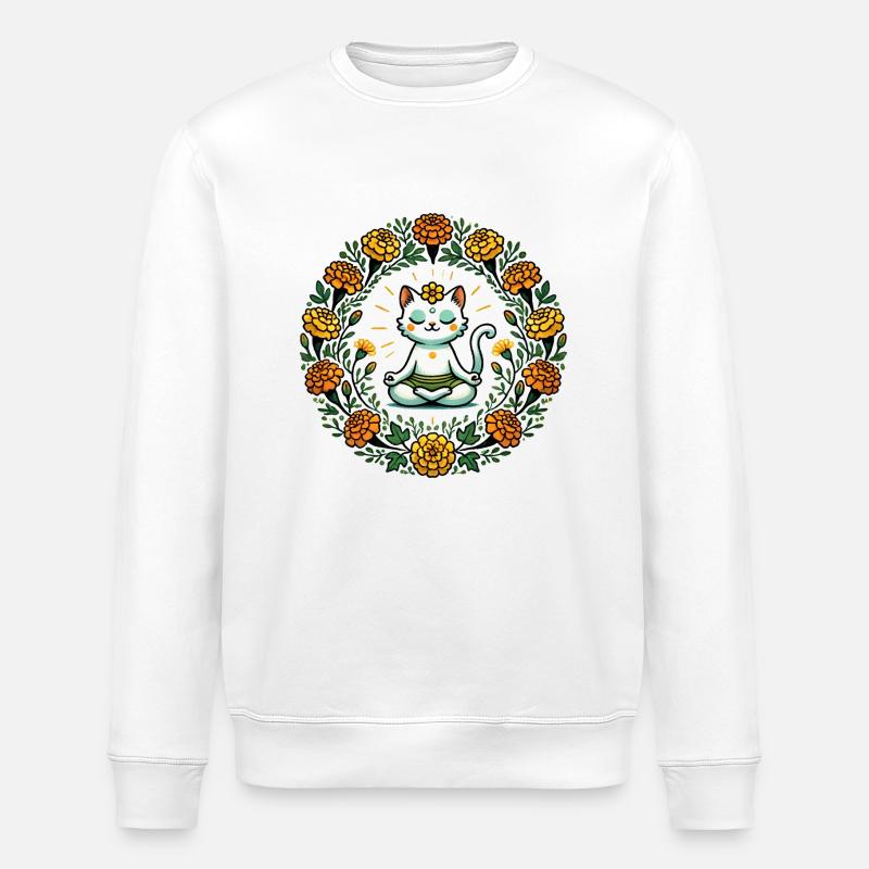 Chat Zen Kitty - Sweat bio ROLLER Stanley/Stella Unisexe - blanc