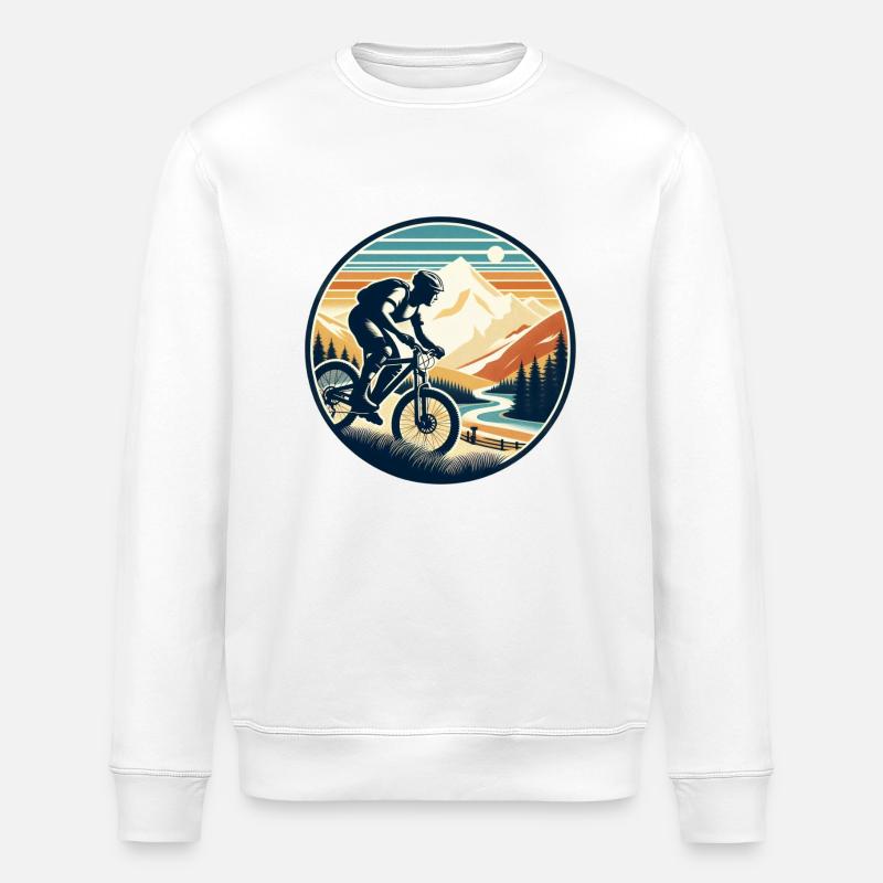 Mountain Biker - Stanley/Stella ROLLER Unisex Organic Sweatshirt - white