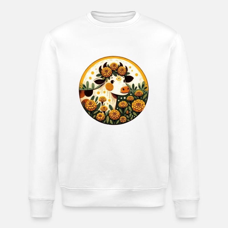 Ringelblume Kuh - Stanley/Stella Unisex Bio-Sweatshirt ROLLER - Weiß