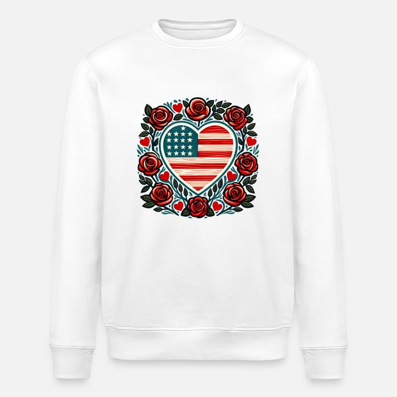 Drapeau des États-Unis - Sweat bio ROLLER Stanley/Stella Unisexe - blanc