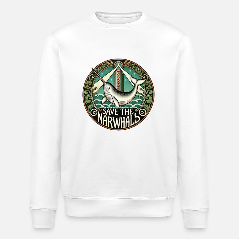 Rettet die Narwale - Stanley/Stella Unisex Bio-Sweatshirt ROLLER - Weiß