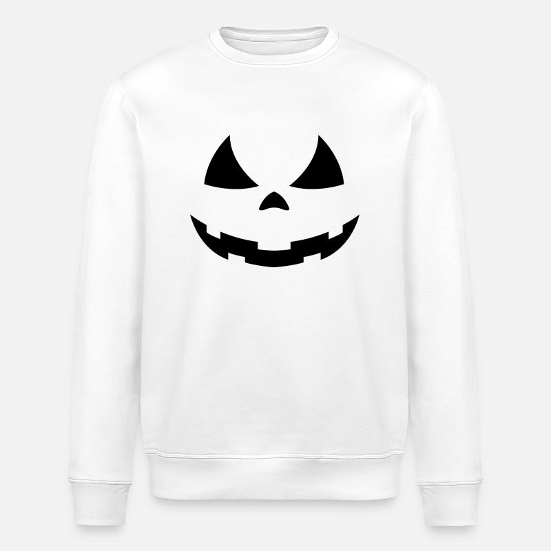 Citrouille Halloween Visage Noir - Sweat bio ROLLER Stanley/Stella Unisexe - blanc