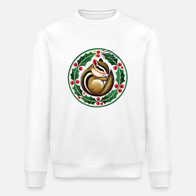 Streifenhörnchen-Weihnachten - Stanley/Stella Unisex Bio-Sweatshirt ROLLER - Weiß