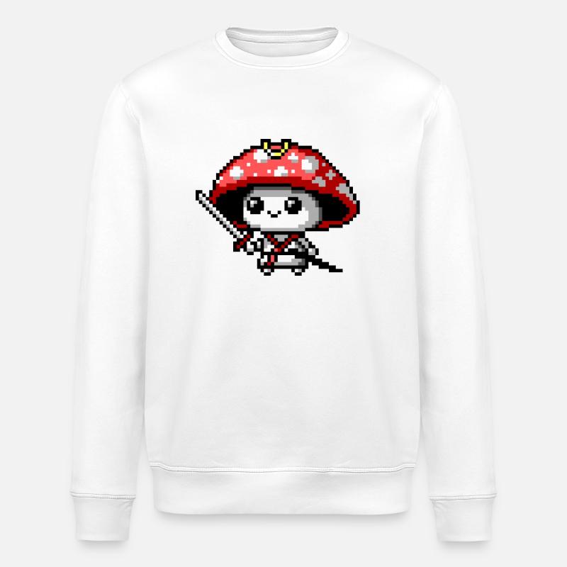 Samouraï champignon 8 bits - Sweat bio ROLLER Stanley/Stella Unisexe - blanc