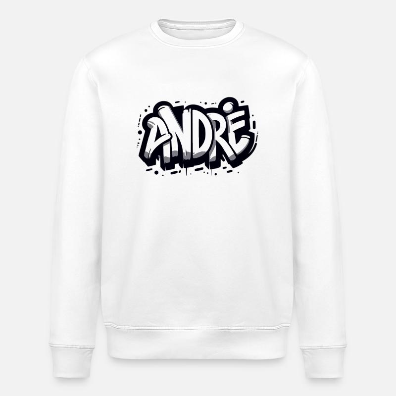 André Name First name Graffiti - Stanley/Stella ROLLER Unisex Organic Sweatshirt - white