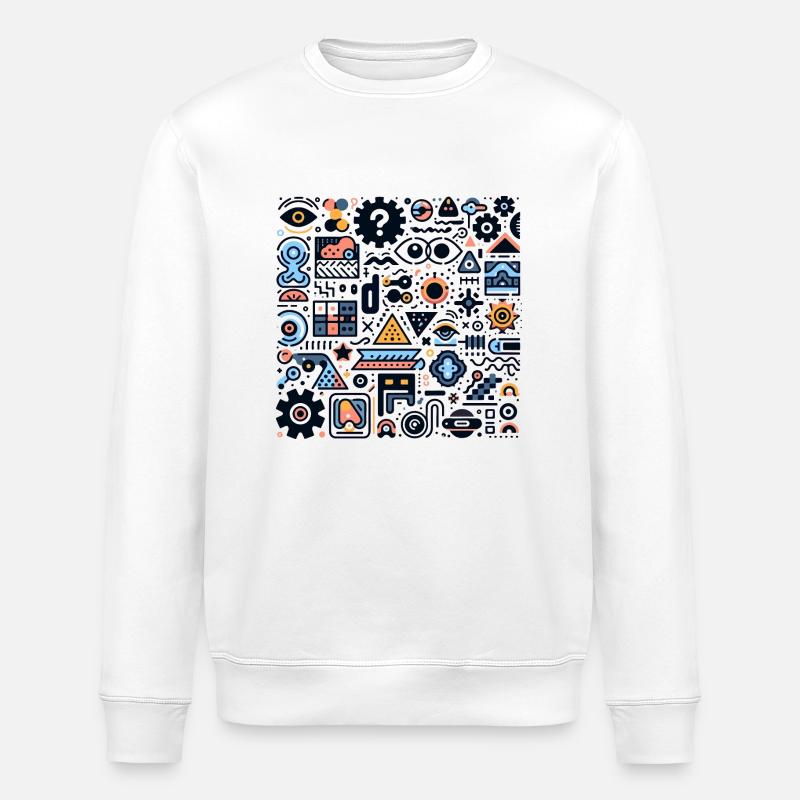 Abstrakte geometrische Muster - Stanley/Stella Unisex Bio-Sweatshirt ROLLER - Weiß