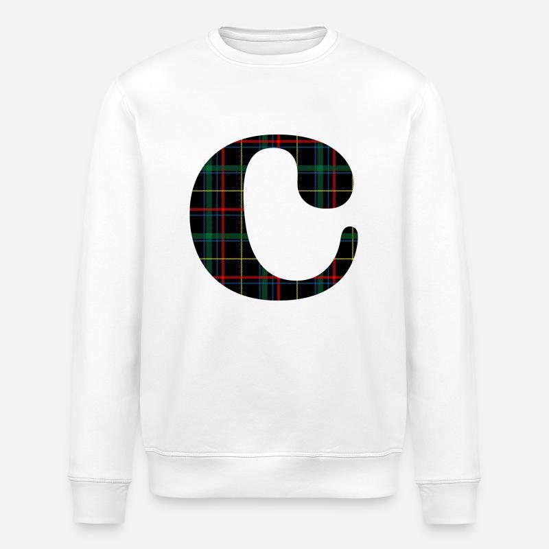 Monogramme c tartan écossais - Sweat bio ROLLER Stanley/Stella Unisexe - blanc