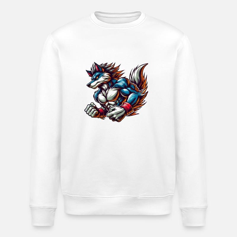 wolf tier - Stanley/Stella Unisex Bio-Sweatshirt ROLLER - Weiß