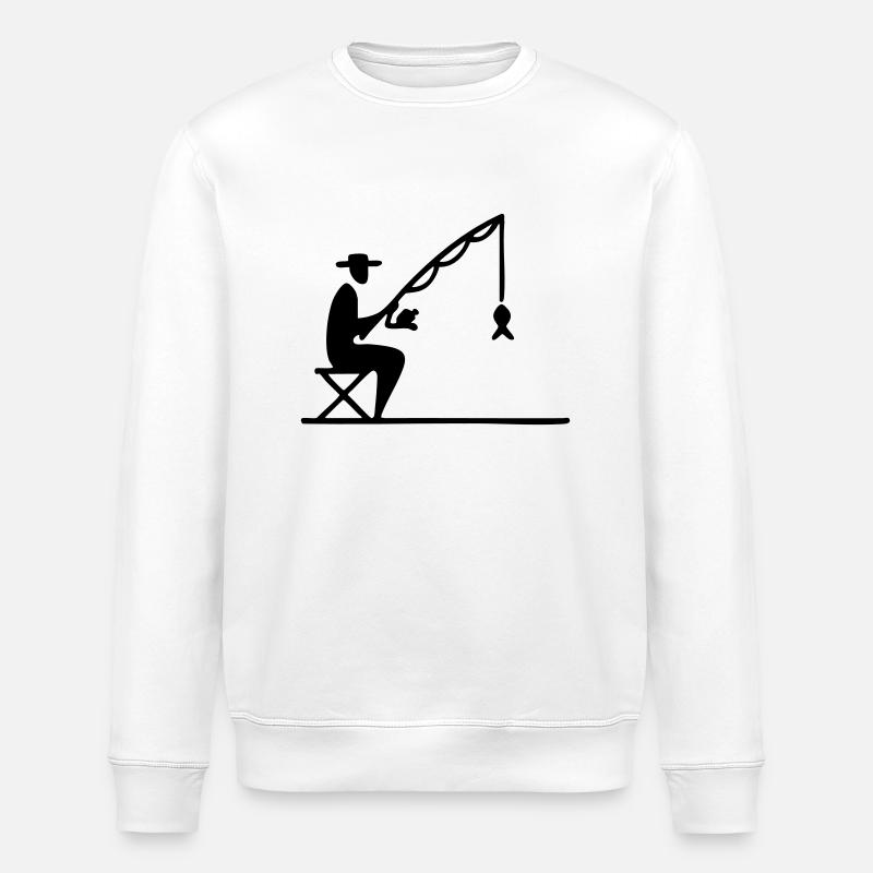 Pêcheur avec itinéraire et poisson - Sweat bio ROLLER Stanley/Stella Unisexe - blanc