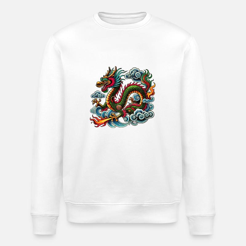 drache comic china - Stanley/Stella Unisex Bio-Sweatshirt ROLLER - Weiß