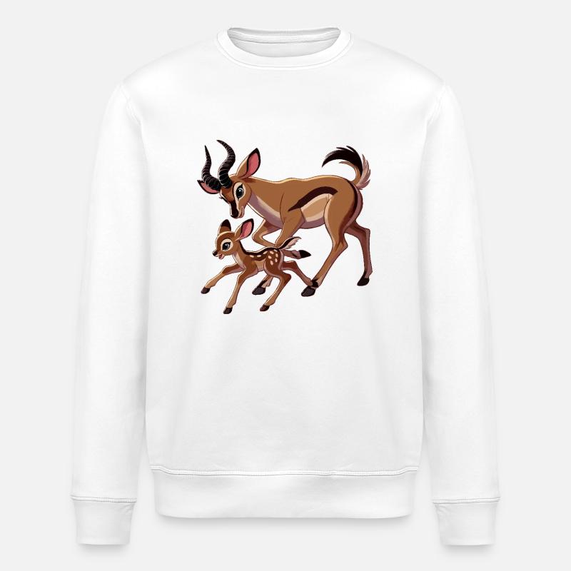 Antilopenmutter mit Jungtieren - Stanley/Stella Unisex Bio-Sweatshirt ROLLER - Weiß