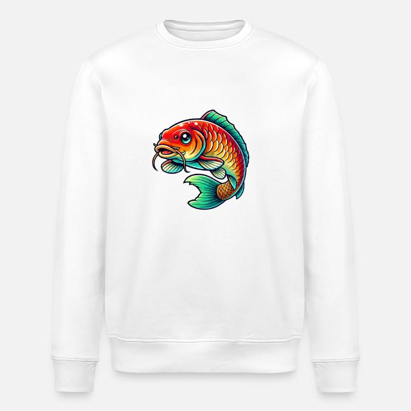 Fisch Karpfen - Stanley/Stella Unisex Bio-Sweatshirt ROLLER - Weiß