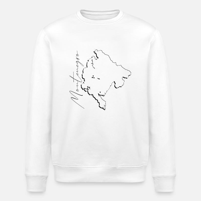 Montenegro map as outline EN - Stanley/Stella ROLLER Unisex Organic Sweatshirt - white