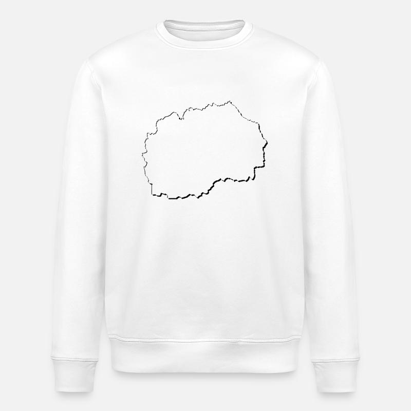 Macedonia map as an outline - Stanley/Stella ROLLER Unisex Organic Sweatshirt - white