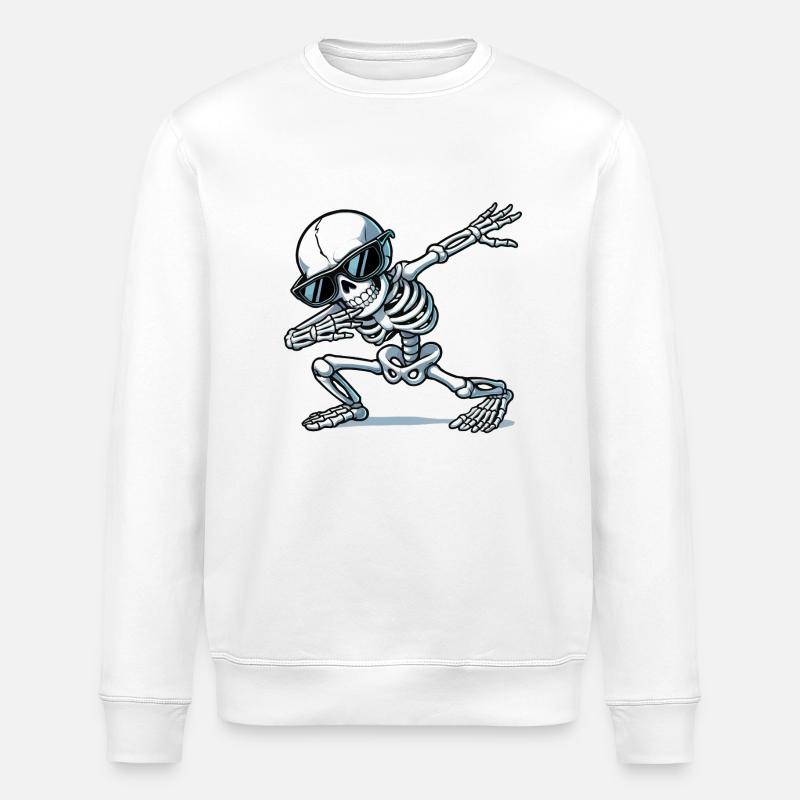 skull dabbing - Stanley/Stella ROLLER Unisex Organic Sweatshirt - white