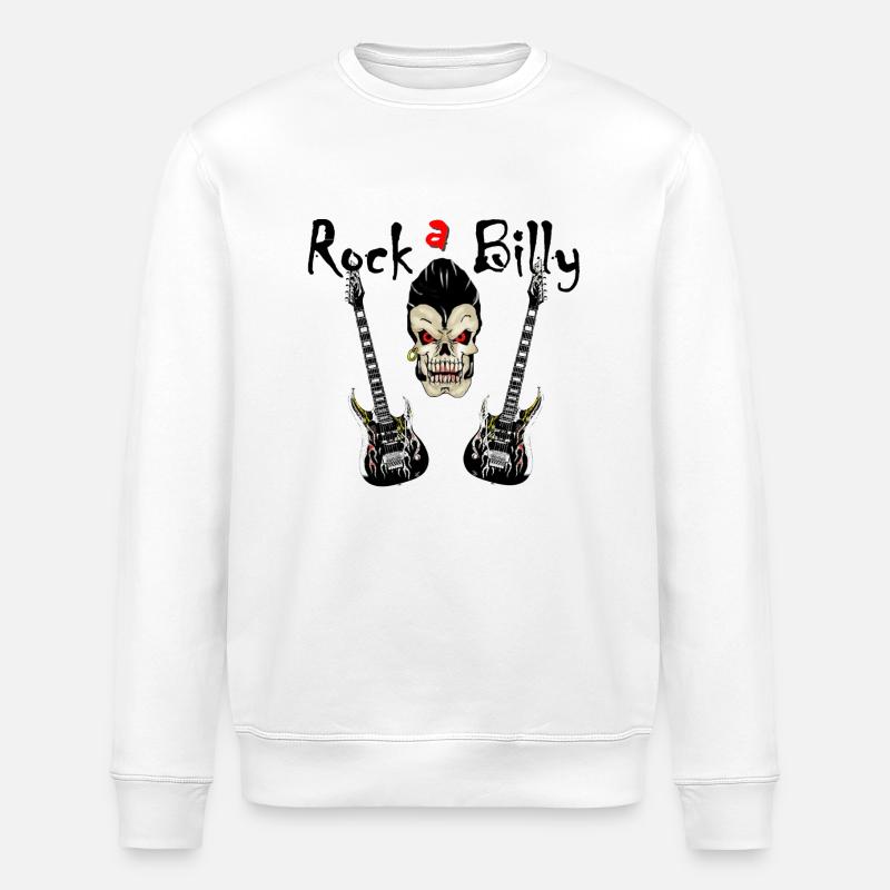 skull rockabilly - Sweat bio ROLLER Stanley/Stella Unisexe - blanc