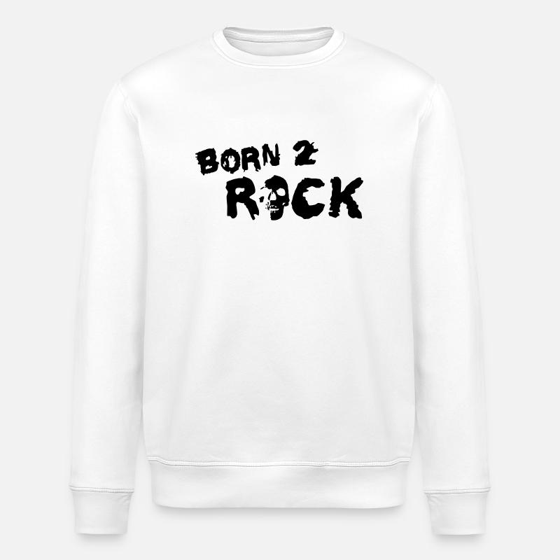 born_2_rock_b_1c - Stanley/Stella ROLLER Unisex Organic Sweatshirt - white