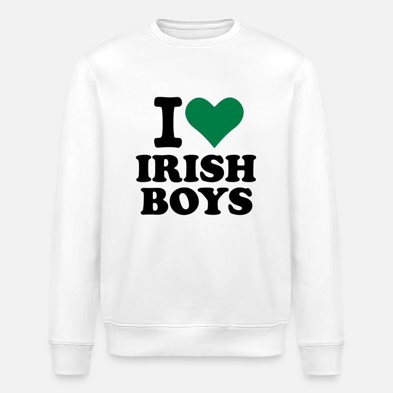 I love Irish Boys - Stanley/Stella ROLLER Unisex Organic Sweatshirt - white