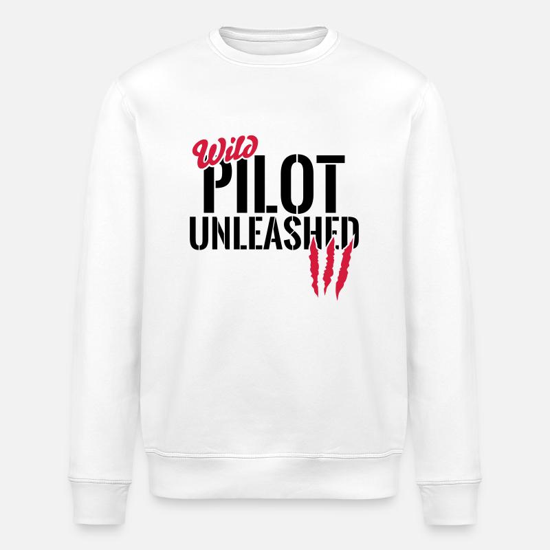 Wild pilot unleashed - Stanley/Stella ROLLER Unisex Organic Sweatshirt - white