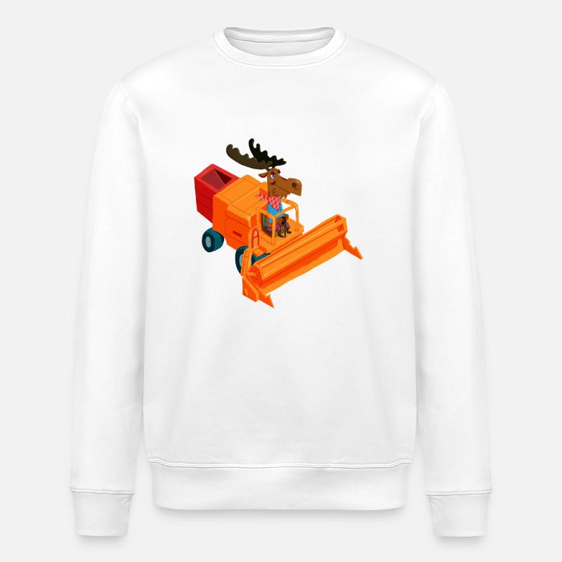 Elk à la moissonneuse-batteuse - Sweat bio ROLLER Stanley/Stella Unisexe - blanc