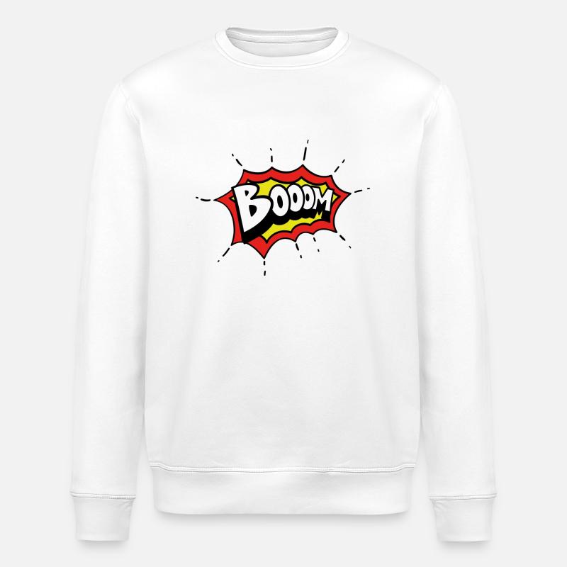boom comic design - Stanley/Stella ROLLER Unisex Organic Sweatshirt - white