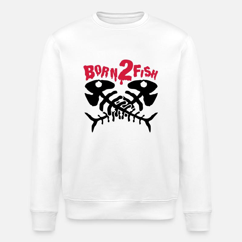 fish_born_to_fish_dx2 - Stanley/Stella Unisex Bio-Sweatshirt ROLLER - Weiß
