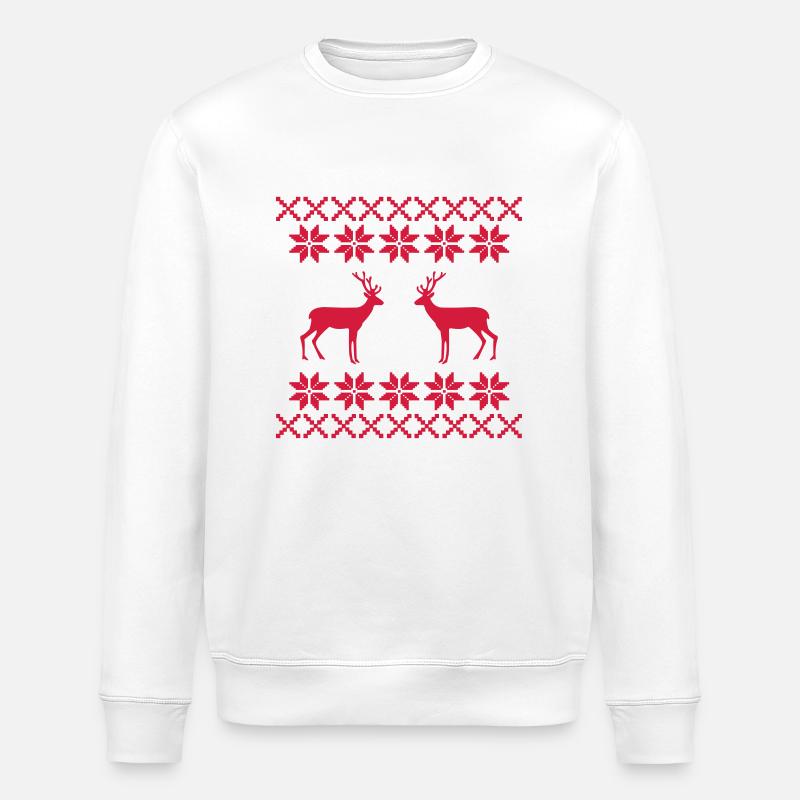reh_norwegen_muster1 - Stanley/Stella Unisex Bio-Sweatshirt ROLLER - Weiß