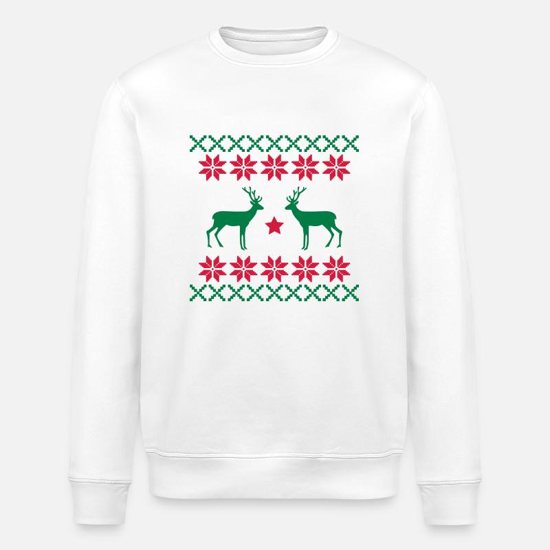 reh_norwegen_muster2 - Stanley/Stella Unisex Bio-Sweatshirt ROLLER - Weiß